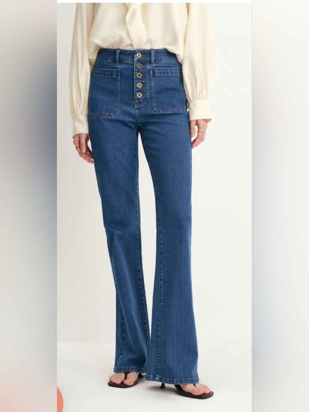 Fabrique sarah Five Button Bootcut Jeans in Stretch Denim